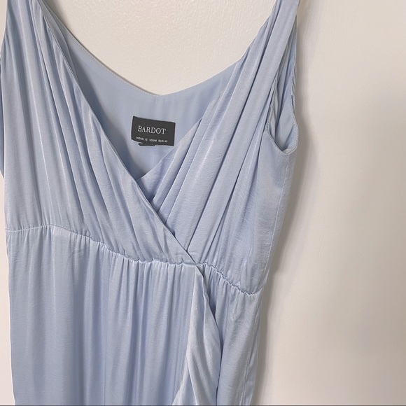 Bardot Satin Ruffle Midi Dress Blue Medium - Picture 6 of 14